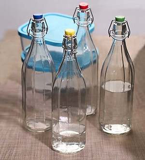 Chai thủy tinh nắp cài Bormioli Rocco Oxford 1L – Kín hơi tuyệt đối, đựng mật ong – đồ uống – Hàng nhập Italy