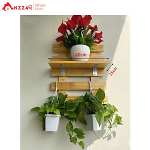 Kệ gỗ treo tường để chậu cậy, giá gỗ thông treo tường trang trí ban công, ngoại thất đẹp, treo chậu cây, chậu hoa 200cmx40cm
