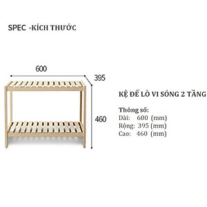 Kệ Để Lò Vi Sóng 2 Tầng Morning House Dài 60cm x Cao 46cm- Gỗ Cao Su Chắc Chắn Chịu Lực 30kg