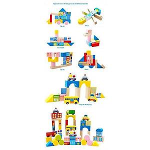 Đồ chơi mô hình lắp ráp thành phố gỗ 62 chi tiết quà tặng cho bé trẻ em