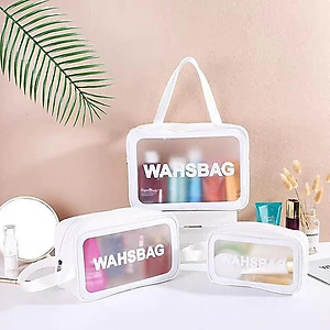 Sét 3 túi đựng mỹ phẩm trong suốt mẫu mới, sét 3 túi mỹ phẩm washbag - Hàng chính hãng 