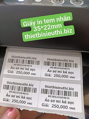 [Set 5 cuộn] Giấy in mã vạch 2 tem khổ 70x22 - Hàng Nhập Khẩu