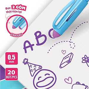 Combo 5/10/20 bút gel xóa được Thiên Long GELE-008 ngòi 0.5mm nắp đậy, gôm hai đầu bút, phù hợp học sinh, văn phòng
