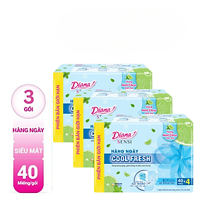 Bộ 3 Gói Băng Vệ Sinh Diana Hàng Ngày Cool Fresh (40 miếng/Gói)