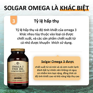NHẬP KHẨU USA CHÍNH HÃNG - Viên uống dầu cá bổ sung omega 3, hỗ trợ giảm xơ vữa động mạch, tốt cho tim mạch, cải thiện trí nhớ Solgar Dầu cá Fish Oil Omega-3 Concentrate 120 
