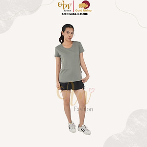 Áo Thun Nữ Cổ Tròn Màu OLIVE 100% Cotton Cao Cấp, Công Nghệ Khử Mùi Ag+, Thoáng Mát Suốt Cả Ngày - Gold Rhino
