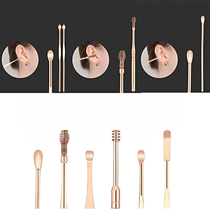 Bộ dụng cụ lấy ráy tai chuyên nghiệp 6 món cao cấp bằng thép không rỉ- Tặng kèm túi đựng sang trọng treo móc khóa