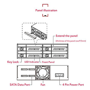 Ổ cứng Di động OImaster 4 Bays 2,5 ’’ SATA HDD SSD  Giá đỡ Mặt sau với Chức năng Khóa Bàn phím Hỗ trợ Hot-swap 6Gbps