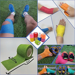 Combo 2 Cuộn Băng Cuốn Tự Dính, Băng Cuốn Cao Su Non, Băng Keo Thể Thao Chống Chấn Thương (Kích thước 5cm*4.5m), Băng keo thể thao đá bóng, băng cuốn thể thao vải tự dính, băng quấn y tế cuốn ngón tay, cổ tay, cổ chân