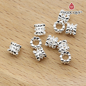 Charm bạc chặn hạt hình trụ họa tiết - Ngọc Quý Gemstones
