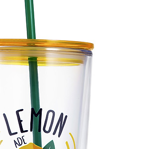 Ly nhựa 2 lớp Lock&Lock HAP507 750ml - Hàng chính hãng, có ống hút, có nắp đậy - Tặng kèm cọ rửa