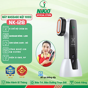 Máy Massage Mặt Và Nâng Cơ Mặt Nikio NK-128 - Công Nghệ Điện Di RF và EMS, Photon Xanh và Đỏ Chườm Nóng Và Lạnh - Hỗ Trợ Đẩy Tinh Chất, Giảm Nếp Nhăn, Tăng Sinh Collagen, Trẻ Hóa Da