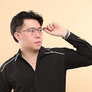 Gọng kính titanium T1182 nửa khung thời trang nam cao cấp siêu nhẹ siêu bền OURESS