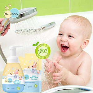 Sữa tắm gội Organic cho bé dạng bọt Lamoon - Túi 220ml 