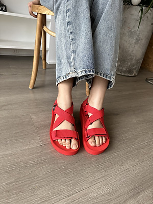 Giày Sandal Nữ The Bily 02W Quai Chéo Đôi - Màu Đỏ BL02WD