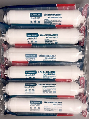 Trọn Bộ 10 Lõi lọc nước SUNHOUSE 1-10 dành cho các model máy Sunhouse SHA76219CK, SHA88115KV, SHA88116K, SHA88118K, SHA88510K, SHR76210CK - Hàng chính hãng mới nhất