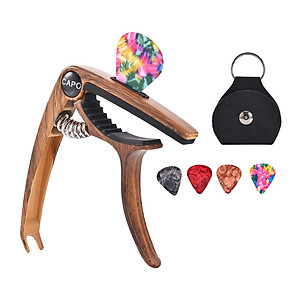 3in1 Alloy Universal Guitar Capo with 5 Picks and Leather Pick Holder for Acoustic Guitars Electric Guitar Ukuleles Mandolins Bass Guitars