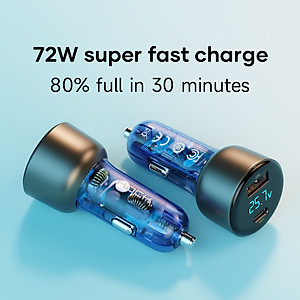 Củ sạc nhanh trên xe hơi Rockspace H16 sạc nhanh PD 72W có 2 cổng nhỏ gọn - Hàng chính hãng bảo hành 12 tháng