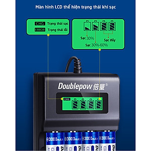 Combo Bộ Sạc Pin AA, AAA Doublepow K93B tự ngắt khi đầy Tốc Độ Cao Hiển Thị Màn Hình LCD kèm pin sạc aa 3000mAh