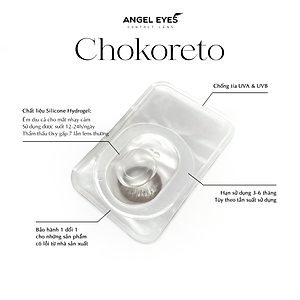 Kính giãn tròng màu Choco hiệu Angel Eyes  Chokoreto có độ - Chất liệu Silicone Hydrogel độ giãn 14.5
