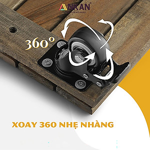 Kệ Chậu Cây Có Bánh Xe Hình Vuông, Cạnh 30cm, Màu Đen, Thích Hợp Để Chậu Cây Trong Nhà, Ngoài Ban Công, Sân Vườn, Tải 120Kg, Di Chuyển Êm Ái, Nhẹ Nhàng