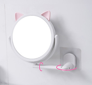 Gương Tròn Trang Điểm Tai Thỏ Dán Treo Tường 14.5cm - Hàng chính hãng