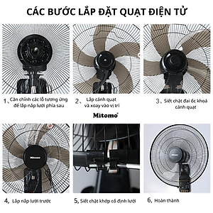 Quạt treo tường Mitomo FTT-60 hàng chính hãng, có điều khiển tử xa, động siêu xịn bảo hành 24 tháng