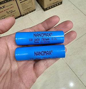 Pin Sạc Nanomax ICR 18650 Dung Lượng 1500mAh 3.7v Cho Loa Kéo Quạt Mini Đèn Pin Tông Đơ Sạc Dự Phòng Hàng Chính Hãng