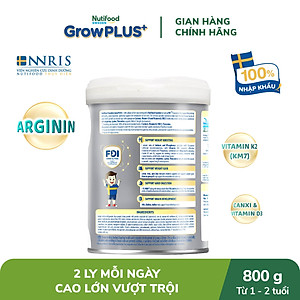 Sữa bột Nutifood GrowPLUS+ Cao Lớn Vượt Trội trên 1 tuổi Lon 800g