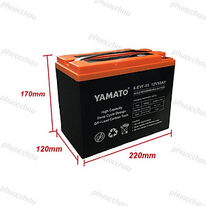 Ắc Quy Xe Máy Điện YAMATO 6-EVF-55 12V-55AH, acquy dùng cho Xe Điện, Năng Lượng Mặt Trời