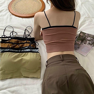 Áo bra cotton tăm gam màu pastel quyến rũ( có mút đệm ngực) - Áo 2 dây croptop tập gym, yoga