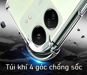 Ốp lưng cho Xiaomi Redmi 13C dẻo trong TPU chống sốc 4 góc cạnh, bảo vệ camera Kai Nguyễn( Hàng chính hãng)