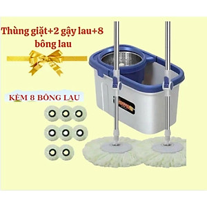 Chổi Lau Nhà Xoay 360 Độ - Cây Lau Nhà Tự Vắt Nhỏ Gọn Cho Gia Đình - Có 2 Chổi Lau Ướt và Khô - Tặng Kèm 8 Bông Lau - HÀNG CHÍNH HÃNG MINIIN