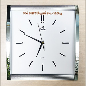 Đồng Hồ KIM TRÔI EASTAR Mặt Kính Cong Cao Cấp - Mặt Chữ nhật Ánh Kim - Tặng Pin Maxell - BH 1 Năm - Decor Trang Trí Treo Tường
