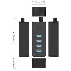 Hub USB 3.0 Orico 4 Cổng W5P-U3 - Hàng Chính Hãng