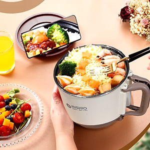 Nồi Lẩu Điện Mini 1.5L Mishio MK392 600W lòng nồi inox 304 không gỉ sét - hàng chính hãng