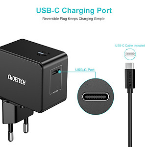 Cóc củ sạc nhanh 18W chuẩn sạc nhanh PD 3.0 Type-C hiệu CHOETECH Q3003 Tương Thích Cho Ipad pro, iPhone 11/11 Pro Max/XS Max/Xs/, Google Pixel 3/2XL, samsung Galaxy Note 10 +/Note 10/S10, Nintendo Switch - Hàng chính hãng