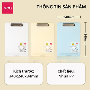 Bìa trình ký nhựa A4 Deli, Bìa kẹp nhựa giấy, tài liệu, kẹp hồ sơ A4 một mặt, màu pastel học sinh văn phòng mở được