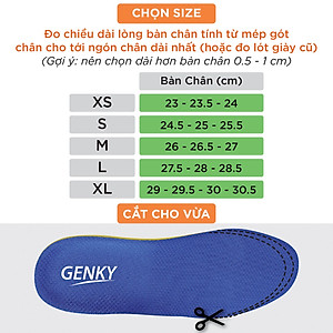 Lót giày thể thao nam nữ Genky Sport 7 lớp, tăng 2cm chiều cao, chống sốc, thấm mồ hôi và khử mùi, nâng vòm bàn chân