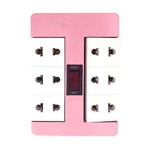 Ổ cắm Xoay 90° Điện Quang ĐQ ESK RT 6GW (6 lỗ, màu xanh lá trắng)