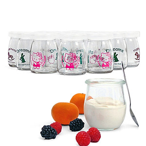 Sét 24 hũ làm sữa chua, Bánh flan thủy tinh có nắp đậy 100ml