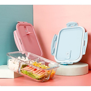 Hộp Thố Thủy Tinh 2 - 3 Ngăn Có Nắp Ron Chống Tràn Đựng Cơm Văn Phòng Sử Dụng Được Lò Vi Sóng Siêu Tiện Tợi
