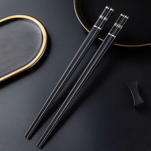 Hộp Đũa Nhật Bản 10 Đôi Đầu Sọc Viền Vàng, Kháng Khuẩn, Chịu Nhiệt Cao Sang Trọng - HÀNG CHÍNH HÃNG MINIIN