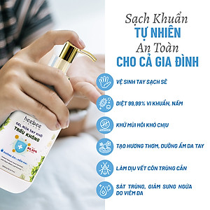 Gel Rửa Tay Khô Trầu Không Heebee's Khử Mùi, Sạch Khuẩn 99.99%, Dưỡng Ẩm 65/300ML