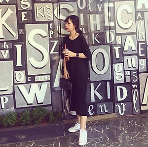 Đầm Maxi Cổ Tròn Ngắn Tay - Hàng Loại 1m