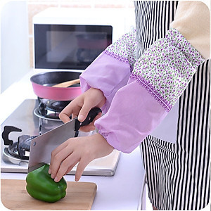1 Đôi Bao Ống Tay Áo Làm Bếp Rửa Chén Chống Bám Bẩn Phong Cách Hàn Quốc Kẻ Sọc Vân Hoa