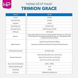 [LẮP ĐẶT TOÀN QUỐC] Máy Điện Giải iON Kiềm TRIM ION GRACE - Nhật Bản, 4 tấm điện cực Titan, Tạo ra 7 loại nước ion, 1300 ppb, Tặng Bộ tiền lọc + Vòi + Bộ chuyển nguồn, Trimion Grace - Hàng Chính Hãng - TRIM ION GRACE