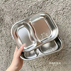 Khay Ăn Dặm 2 Ngăn Kèm Thìa , Chất Liệu Inox 316 Cao Cấp An Toàn Cho Bé - HÀNG CHÍNH HÃNG MINIIN