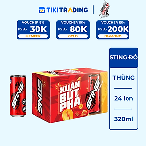 Thùng 24 Lon Nước Tăng Lực Sting Dâu (320ml/Lon)