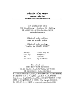 Sách Bài Tập Tiếng Anh 9 - Không Đáp Án (Tái Bản 2020)